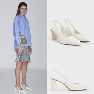 Charles & Keith Cream Slingback Heels